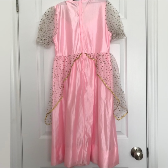 Pretty Princess Costume Dress Girls M Size 8-10 With Belt Pink Gold Stars - Picture 2 of 8